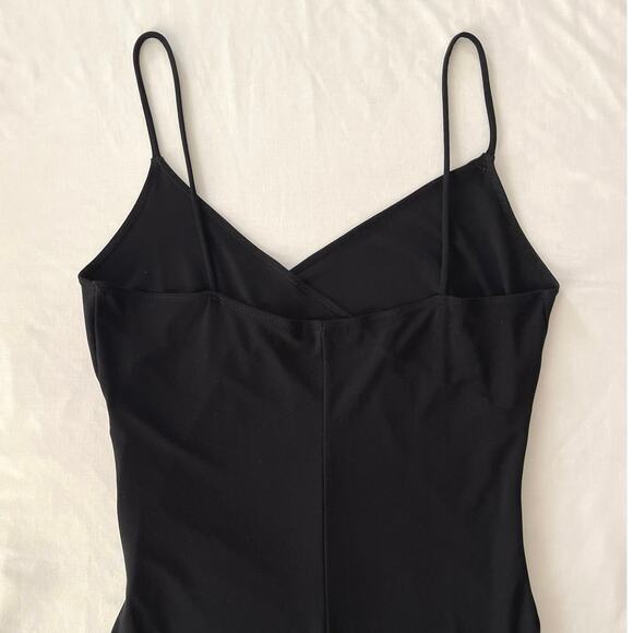 Vintage Wet Seal Faux Wrap Dress Womens Size M Black Strappy Asymmetric Midi - Picture 7 of 12